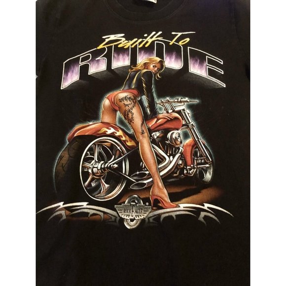 Vintage Rock Eagle Mens T-shirt Built to Ride Medium Single Stitch The Roxx - Picture 2 of 5
